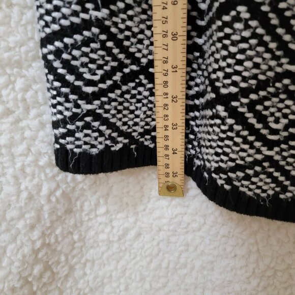 Rafaella Geometric Pattern Open Front Cardigan‎ Womens M Black and White - Picture 9 of 9